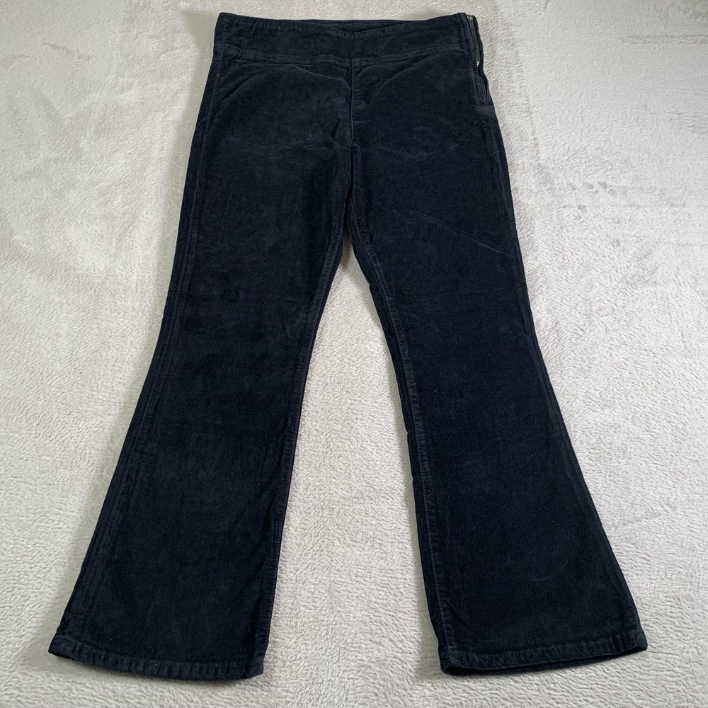Free People Pants Womens Medium Black Velvet Side Zip Flare Boho‎ Casual City